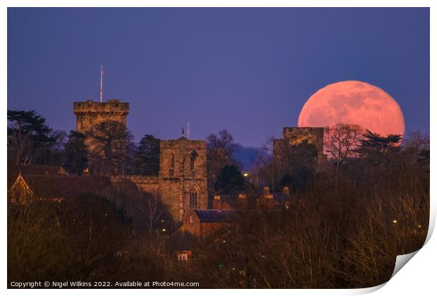 Warwick Castle Moonrise Print by Nigel Wilkins