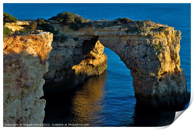 Cliff Arch in Albandeira Beach during Sunset Print by Angelo DeVal