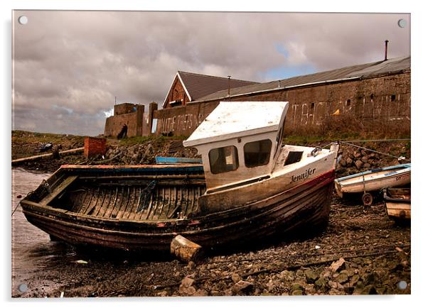 The Boat Jennifer - Paddy's Hole Acrylic by Trevor Kersley RIP