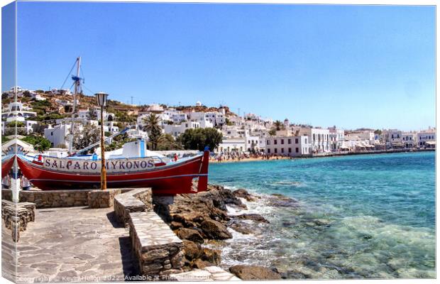 Clear waters of the Mediterranean sea and harbour Chora, Mykonos Canvas Print by Kevin Hellon
