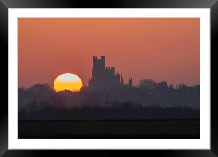 Dawn behind Ely Cathedral, 19th March 2022 Framed Mounted Print by Andrew Sharpe