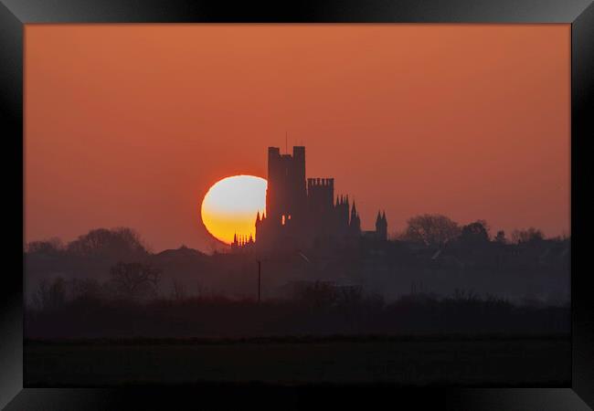 Dawn behind Ely Cathedral, 19th March 2022 Framed Print by Andrew Sharpe