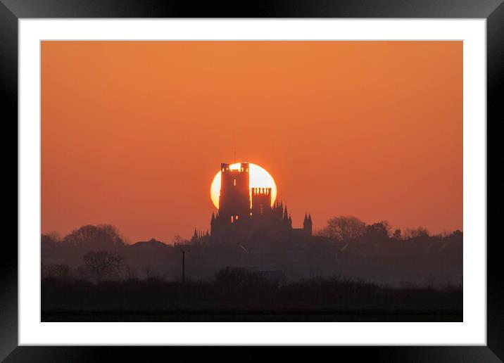 Dawn behind Ely Cathedral, 19th March 2022 Framed Mounted Print by Andrew Sharpe