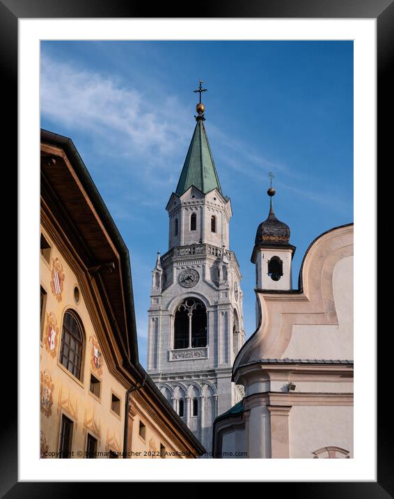 Campanile Bell Tower in Cortina d'Ampezzo Framed Mounted Print by Dietmar Rauscher