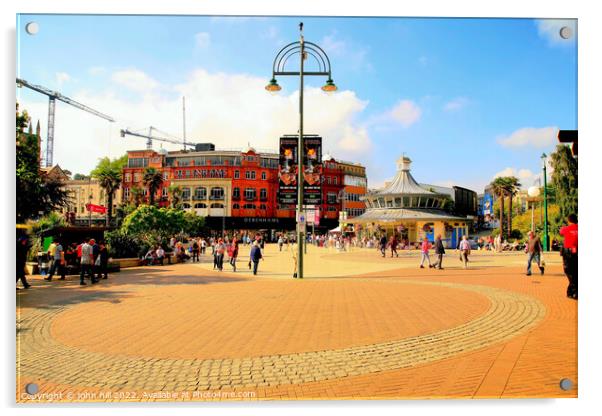 Town centre, Bournemouth, Dorset. Acrylic by john hill