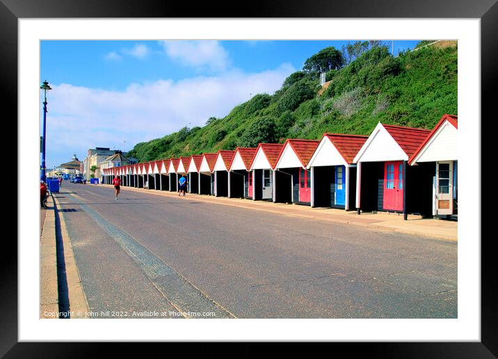 Beach Huts, Bournemouth, Dorset. Framed Mounted Print by john hill