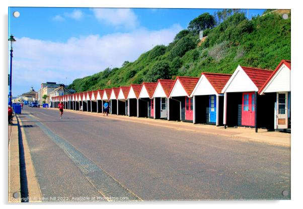 Beach Huts, Bournemouth, Dorset. Acrylic by john hill