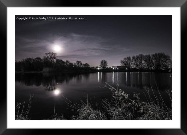 Lake Landscape at Night  Framed Mounted Print by Aimie Burley