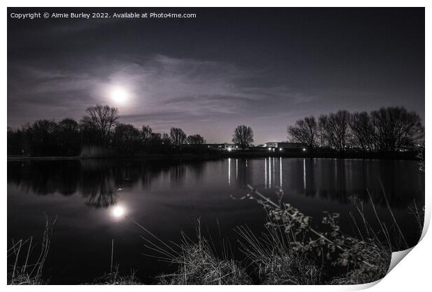 Lake Landscape at Night  Print by Aimie Burley