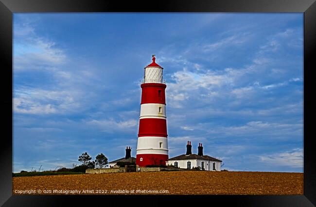 Happisburgh Lighthouse Rear View Framed Print by GJS Photography Artist