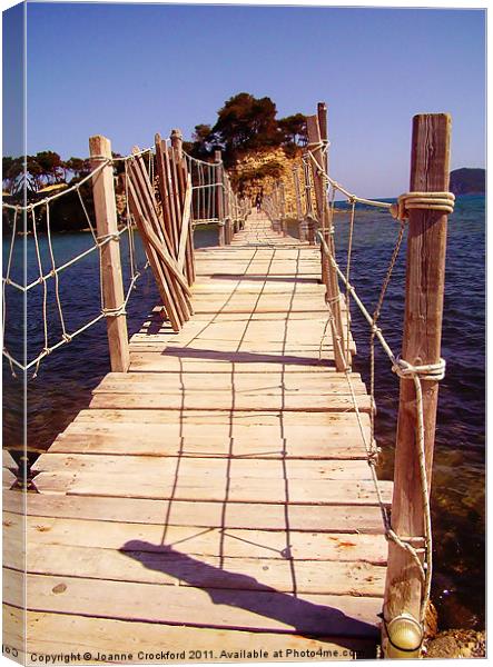 Wooden Bridge in Zante, Greece Canvas Print by Joanne Crockford