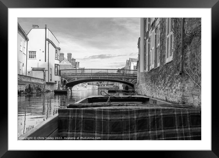 Punting along the River Cam in Cambridge Framed Mounted Print by Chris Yaxley