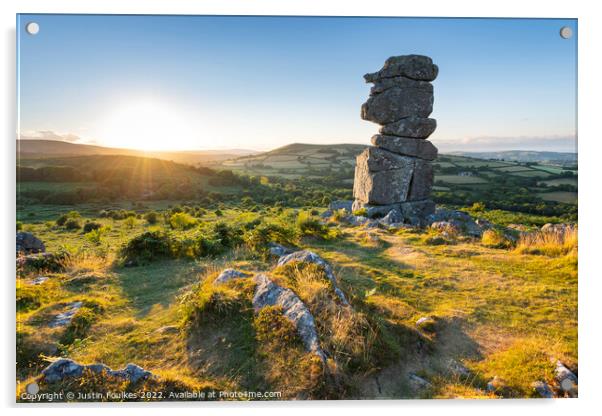 Bowerman's Nose, Dartmoor Acrylic by Justin Foulkes
