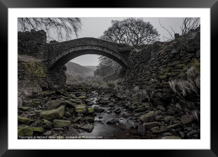 Woodland bridge in the mists Framed Mounted Print by Richard Perks