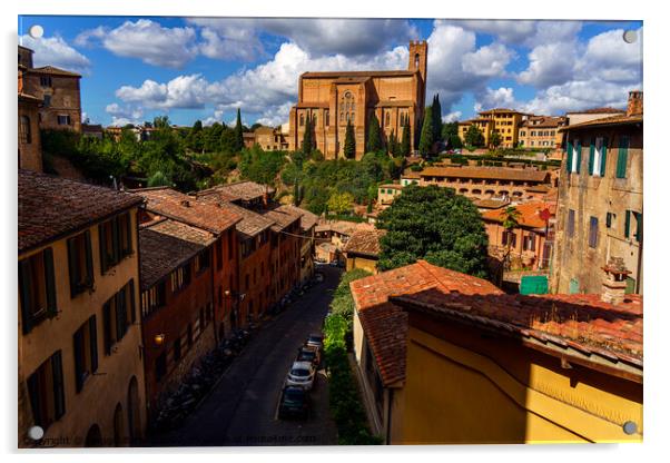 Beautiful view City of Siena, Tuscany, Italy. Acrylic by Maggie Bajada