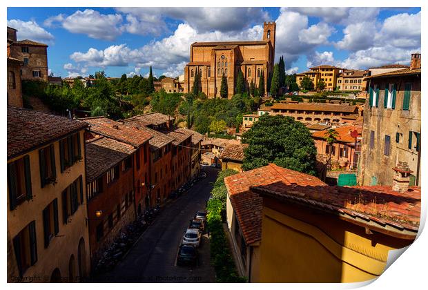 Beautiful view City of Siena, Tuscany, Italy. Print by Maggie Bajada
