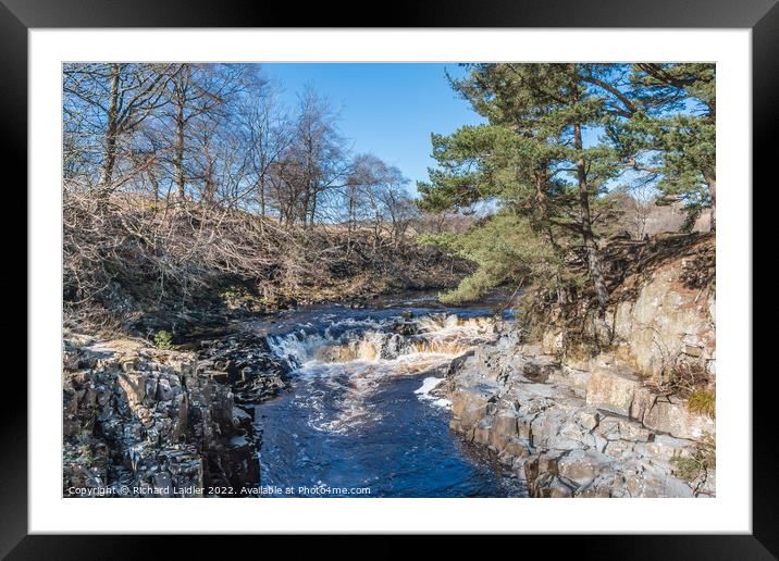 Tees Cascade at Low Force from Wynch Bridge Framed Mounted Print by Richard Laidler
