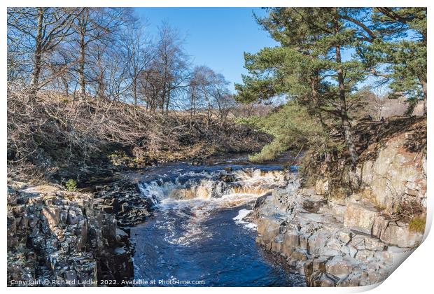 Tees Cascade at Low Force from Wynch Bridge Print by Richard Laidler