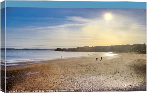 Sunshine Silhouettes and Sand Canvas Print by Stephen Hamer