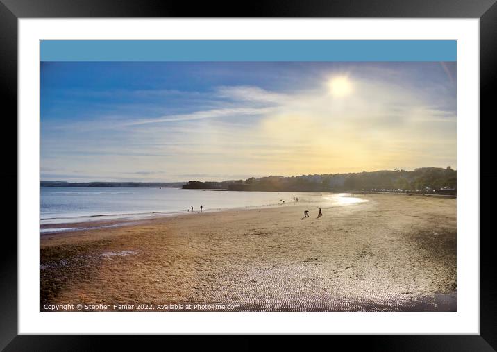 Sunshine Silhouettes and Sand Framed Mounted Print by Stephen Hamer