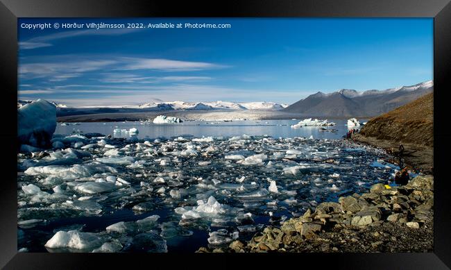 Icebergs at LagoonJokulsarlon. Framed Print by Hörður Vilhjálmsson