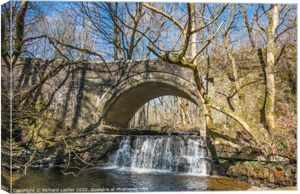 Bridge and Waterfall at Bow Lee Beck Canvas Print by Richard Laidler