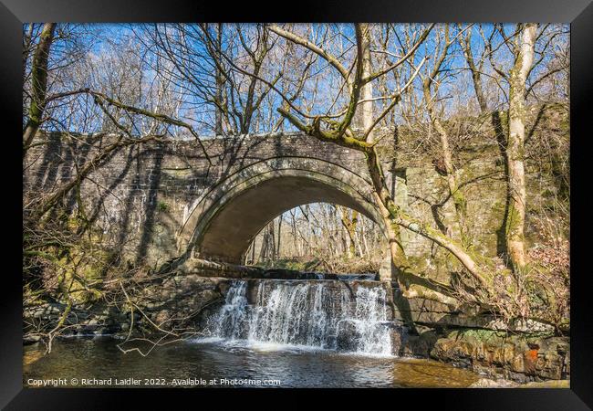 Bridge and Waterfall at Bow Lee Beck Framed Print by Richard Laidler