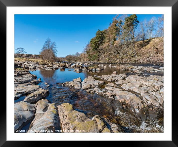 River Tees upstream from Low Force Framed Mounted Print by Richard Laidler
