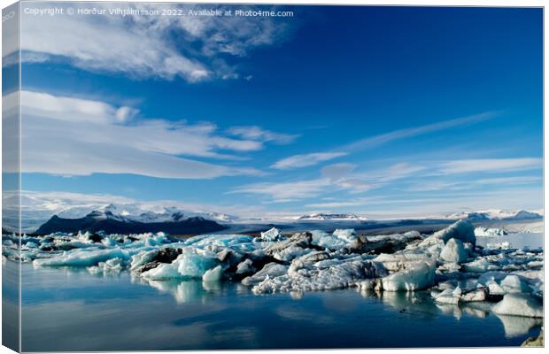 Icebergs at Jokulsarlon Canvas Print by Hörður Vilhjálmsson