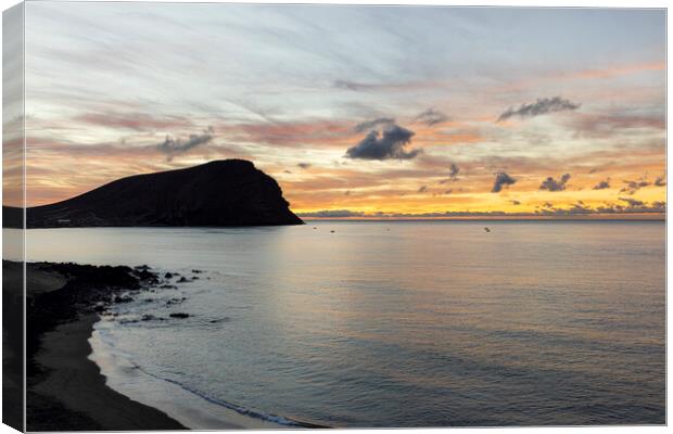 Dawn over Tejita beach and red mountain Tenerife Canvas Print by Phil Crean
