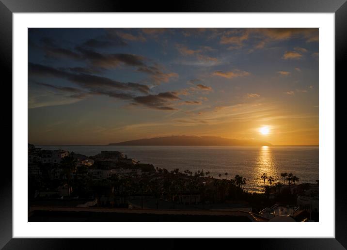Sunset over La Gomera from Tenerife Framed Mounted Print by Phil Crean