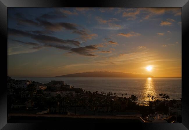 Sunset over La Gomera from Tenerife Framed Print by Phil Crean