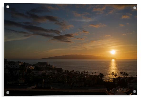 Sunset over La Gomera from Tenerife Acrylic by Phil Crean