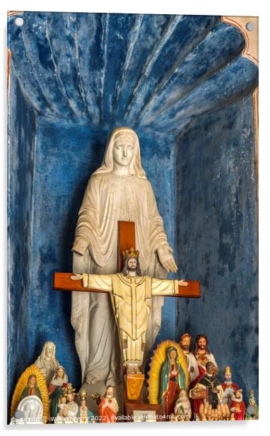 Mary Crucifix Chapel Mission San Xavier Church Tucson Arizona Acrylic by William Perry