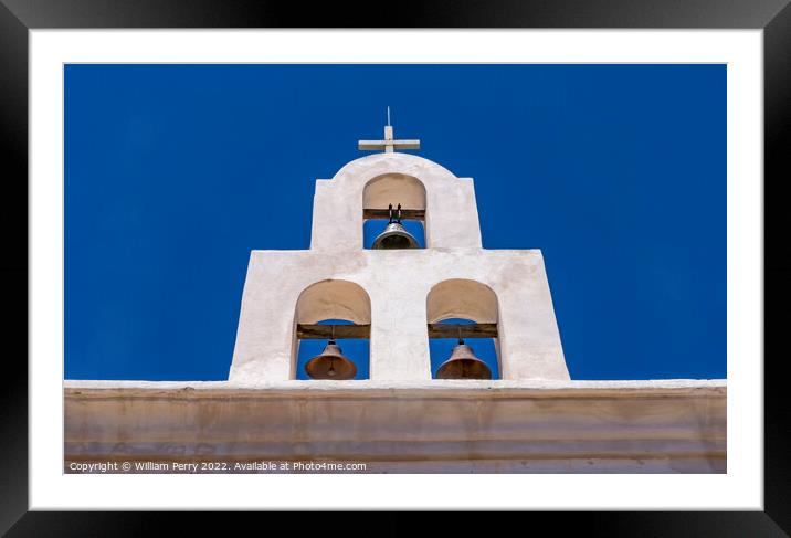 Bells Belfry Mission San Xavier Catholic Church Tucson Arizona Framed Mounted Print by William Perry