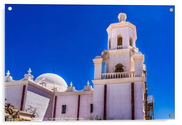 Towers Mission San Xavier del Bac Catholic Church Tucson Arizona Acrylic by William Perry