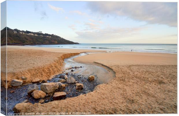 Carbis bay beach in st ives bay cornwall england Canvas Print by Gordon Maclaren