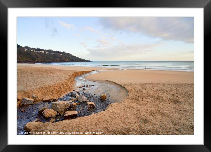 Carbis bay beach in st ives bay cornwall england Framed Mounted Print by Gordon Maclaren
