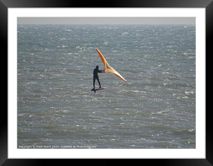 Wing Foiling in Bexhill. Framed Mounted Print by Mark Ward