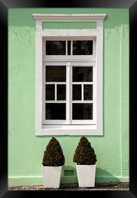 Pastel mint green window in historic city centre - Brazil Framed Print by Gordon Dixon
