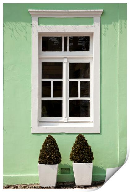 Pastel mint green window in historic city centre - Brazil Print by Gordon Dixon