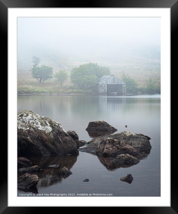 Cregennan Lakes Boathouse Framed Mounted Print by Black Key Photography