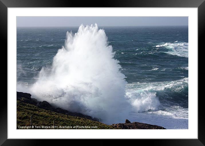 Crashing Wave at Sennen Cornwall Framed Mounted Print by Terri Waters
