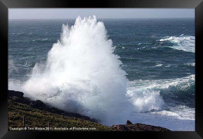 Crashing Wave at Sennen Cornwall Framed Print by Terri Waters