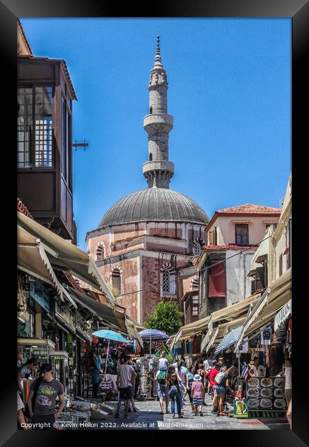 View up Ippodamou to the Mosque of Suleiman Framed Print by Kevin Hellon