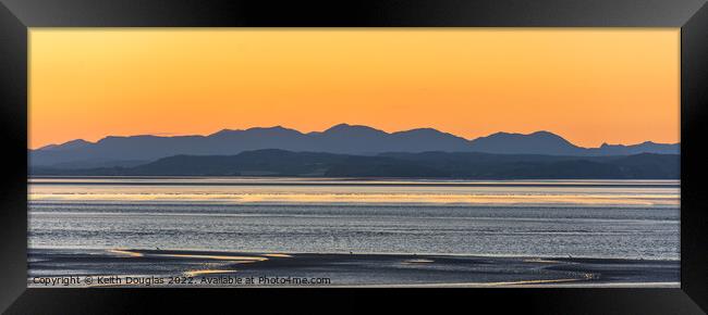 Morecambe Bay Sunset and the Lakeland Hills Framed Print by Keith Douglas