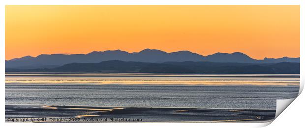 Morecambe Bay Sunset and the Lakeland Hills Print by Keith Douglas