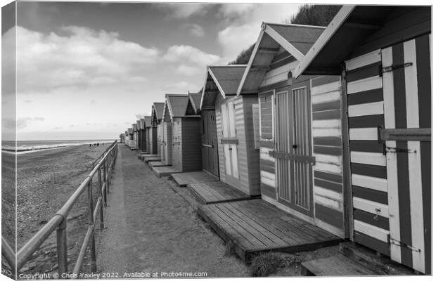 Cromer Beach Huts on the Norfolk Coast Canvas Print by Chris Yaxley