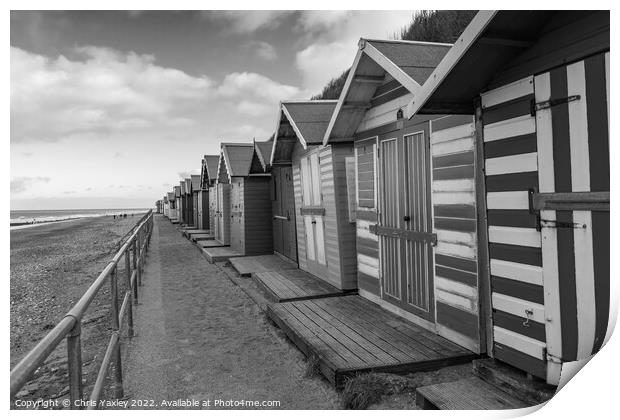 Cromer Beach Huts on the Norfolk Coast Print by Chris Yaxley
