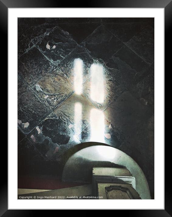 The mysterious church window projection Framed Mounted Print by Ingo Menhard